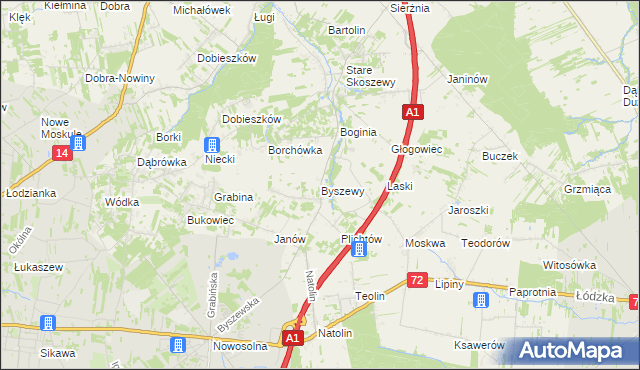 mapa Byszewy, Byszewy na mapie Targeo