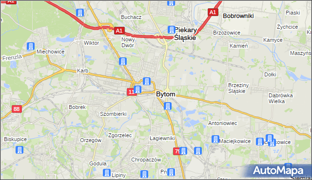mapa Bytomia, Bytom na mapie Targeo