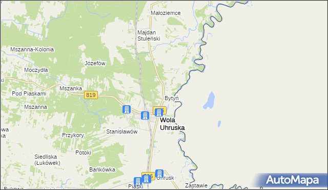 mapa Bytyń gmina Wola Uhruska, Bytyń gmina Wola Uhruska na mapie Targeo