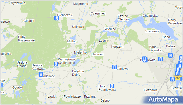 mapa Bzówiec, Bzówiec na mapie Targeo