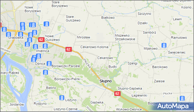 mapa Cekanowo gmina Słupno, Cekanowo gmina Słupno na mapie Targeo