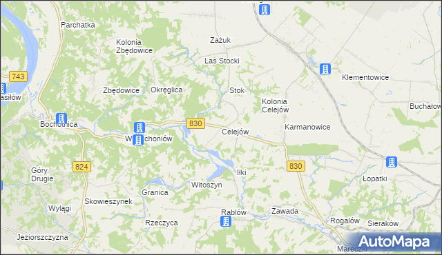 mapa Celejów gmina Wąwolnica, Celejów gmina Wąwolnica na mapie Targeo