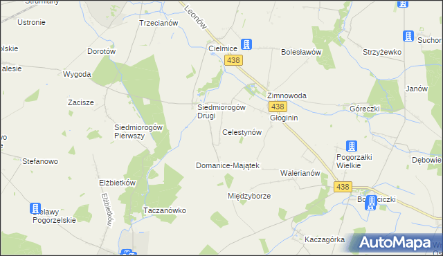 mapa Celestynów gmina Borek Wielkopolski, Celestynów gmina Borek Wielkopolski na mapie Targeo