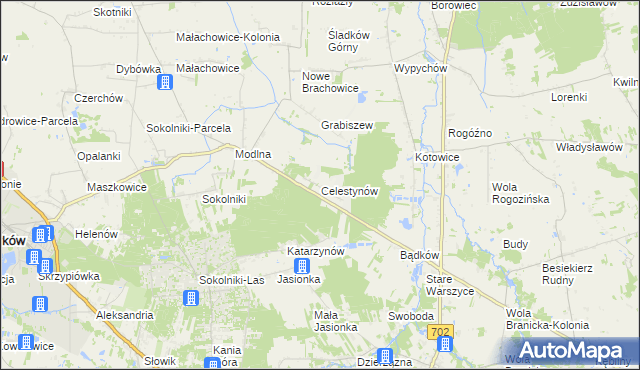 mapa Celestynów gmina Ozorków, Celestynów gmina Ozorków na mapie Targeo