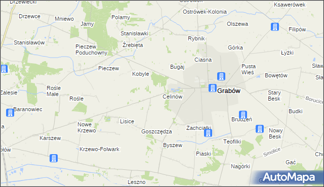 mapa Celinów gmina Grabów, Celinów gmina Grabów na mapie Targeo