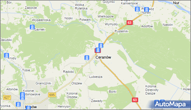 mapa Ceranów, Ceranów na mapie Targeo