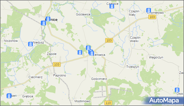 mapa Cerkwica, Cerkwica na mapie Targeo