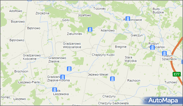 mapa Chądzyny-Kuski, Chądzyny-Kuski na mapie Targeo