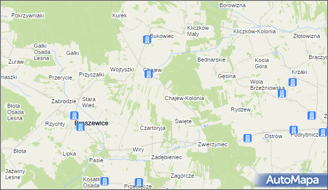 mapa Chajew-Kolonia, Chajew-Kolonia na mapie Targeo