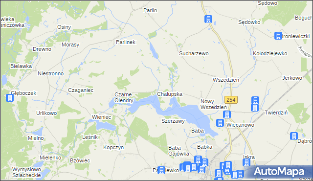 mapa Chałupska gmina Mogilno, Chałupska gmina Mogilno na mapie Targeo