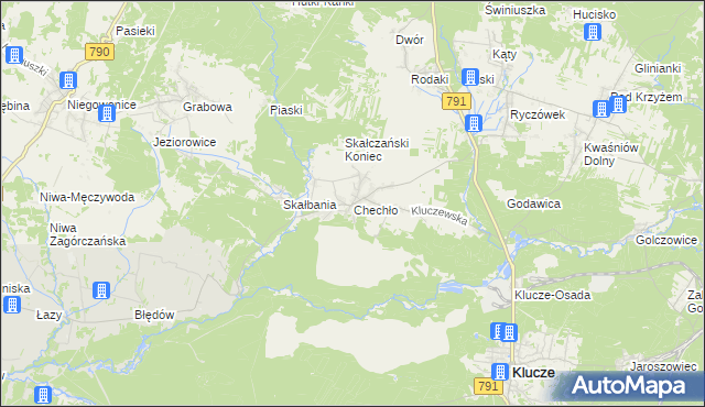 mapa Chechło gmina Klucze, Chechło gmina Klucze na mapie Targeo