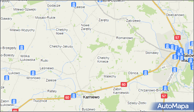 mapa Chełchy Kmiece, Chełchy Kmiece na mapie Targeo