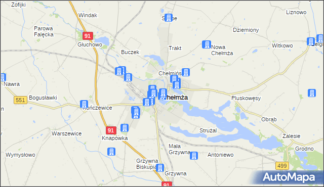 mapa Chełmża, Chełmża na mapie Targeo