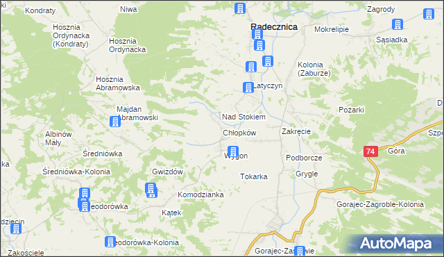 mapa Chłopków gmina Frampol, Chłopków gmina Frampol na mapie Targeo