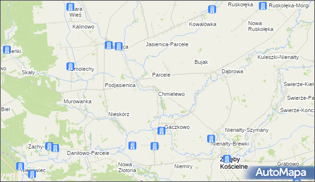 mapa Chmielewo gmina Zaręby Kościelne, Chmielewo gmina Zaręby Kościelne na mapie Targeo