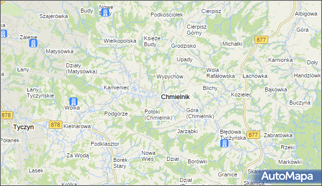 mapa Chmielnik powiat rzeszowski, Chmielnik powiat rzeszowski na mapie Targeo