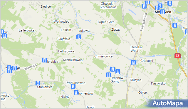 mapa Chmielowice, Chmielowice na mapie Targeo