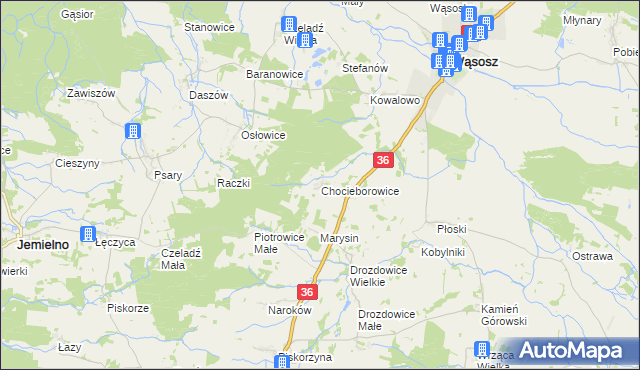 mapa Chocieborowice, Chocieborowice na mapie Targeo