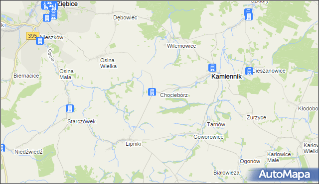 mapa Chociebórz, Chociebórz na mapie Targeo