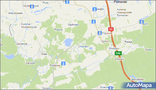 mapa Chocień, Chocień na mapie Targeo