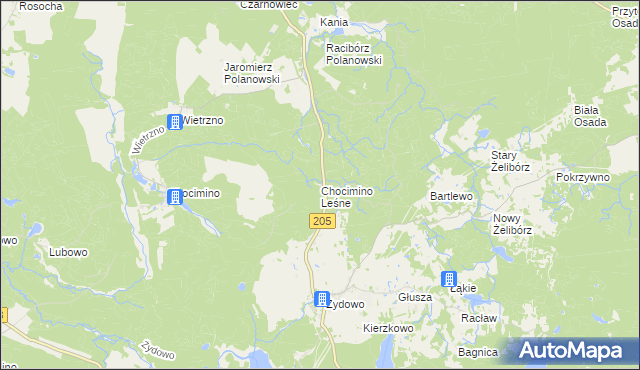 mapa Chocimino Leśne, Chocimino Leśne na mapie Targeo