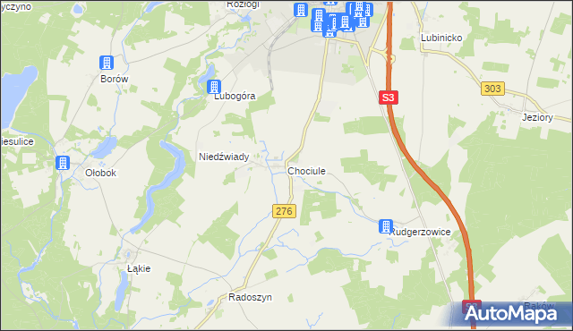 mapa Chociule, Chociule na mapie Targeo