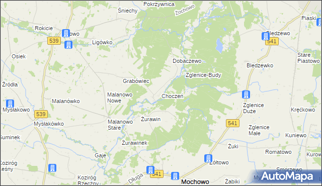 mapa Choczeń, Choczeń na mapie Targeo