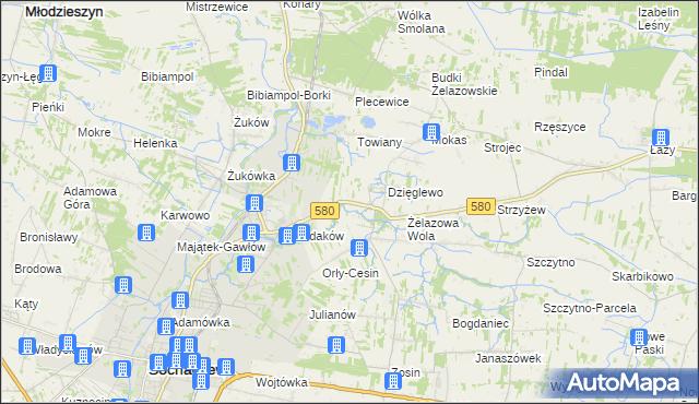 mapa Chodakówek, Chodakówek na mapie Targeo