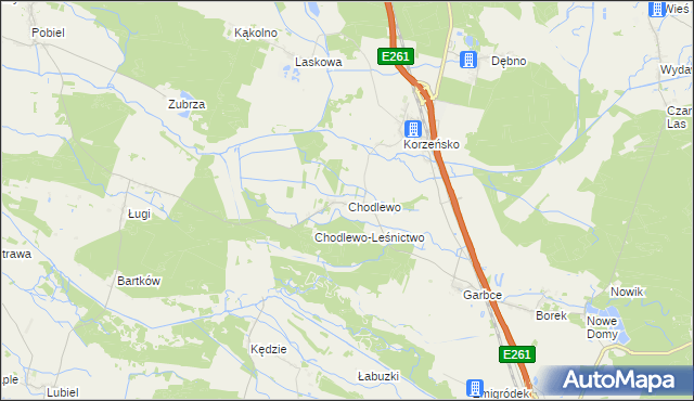 mapa Chodlewo, Chodlewo na mapie Targeo