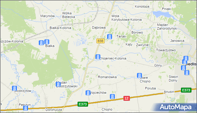 mapa Chojeniec-Kolonia, Chojeniec-Kolonia na mapie Targeo