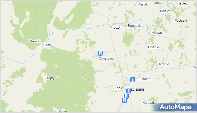 mapa Chojnowo gmina Trzcianne, Chojnowo gmina Trzcianne na mapie Targeo
