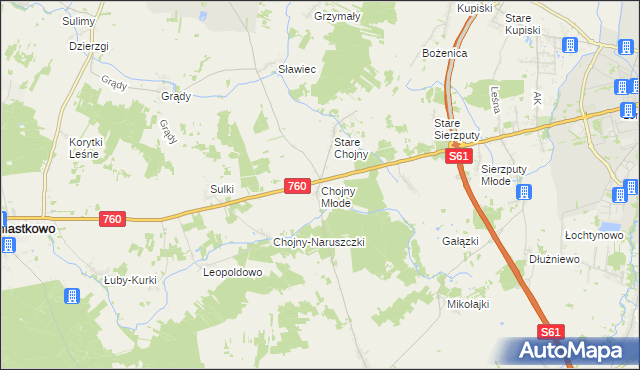 mapa Chojny Młode, Chojny Młode na mapie Targeo