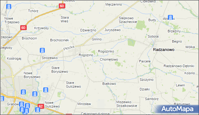 mapa Chomętowo gmina Radzanowo, Chomętowo gmina Radzanowo na mapie Targeo