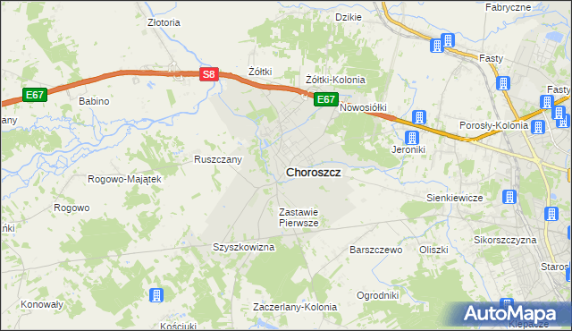 mapa Choroszcz, Choroszcz na mapie Targeo