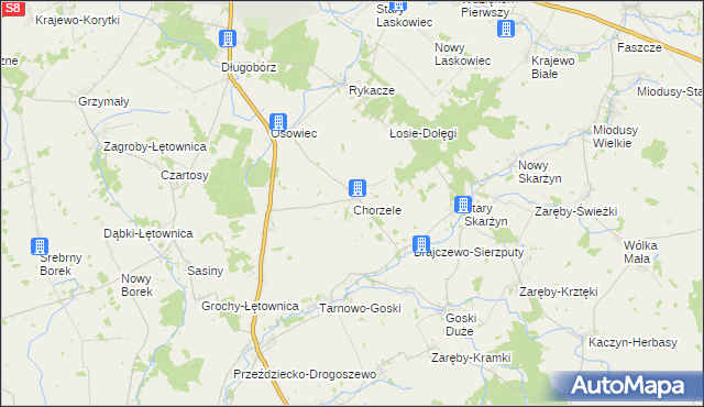 mapa Chorzele gmina Zambrów, Chorzele gmina Zambrów na mapie Targeo