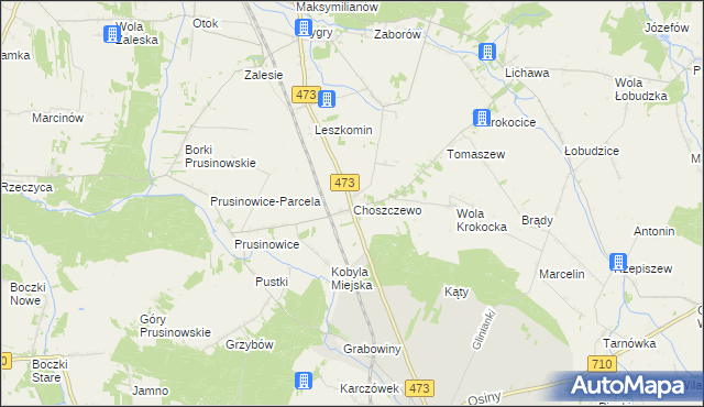 mapa Choszczewo gmina Szadek, Choszczewo gmina Szadek na mapie Targeo