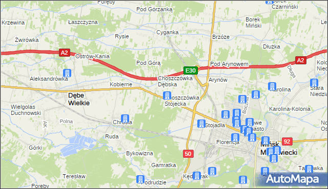 mapa Choszczówka Stojecka, Choszczówka Stojecka na mapie Targeo