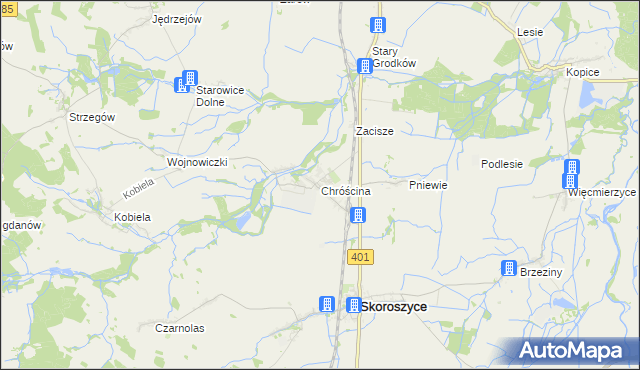 mapa Chróścina gmina Skoroszyce, Chróścina gmina Skoroszyce na mapie Targeo