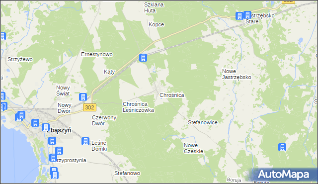 mapa Chrośnica gmina Zbąszyń, Chrośnica gmina Zbąszyń na mapie Targeo