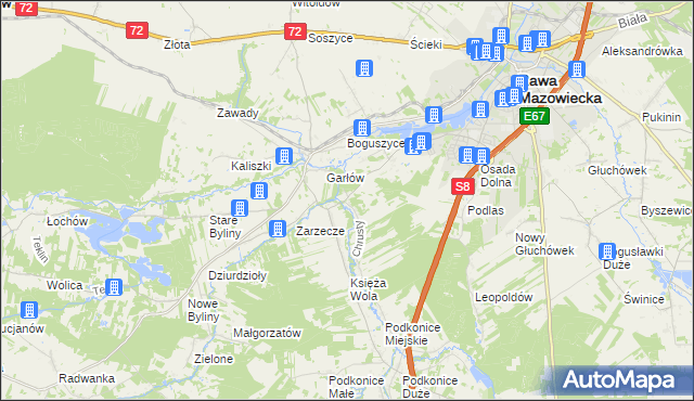 mapa Chrusty gmina Rawa Mazowiecka, Chrusty gmina Rawa Mazowiecka na mapie Targeo