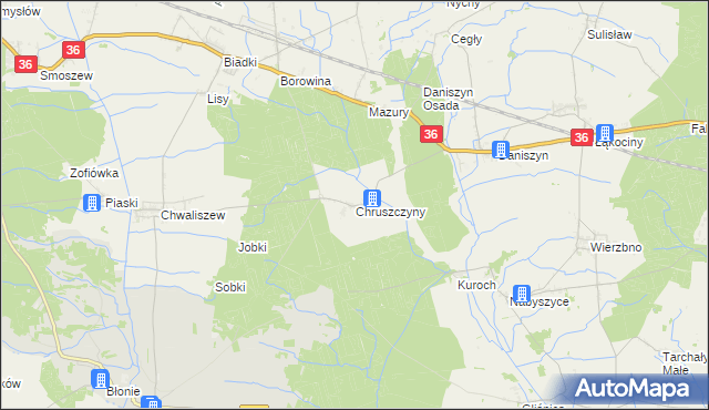 mapa Chruszczyny, Chruszczyny na mapie Targeo