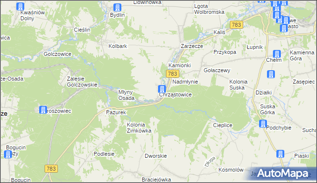 mapa Chrząstowice gmina Wolbrom, Chrząstowice gmina Wolbrom na mapie Targeo