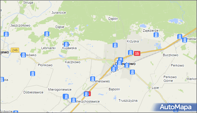 mapa Chrząstowo gmina Gniewkowo, Chrząstowo gmina Gniewkowo na mapie Targeo