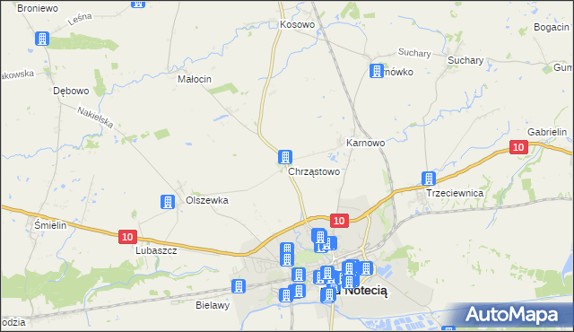 mapa Chrząstowo gmina Nakło nad Notecią, Chrząstowo gmina Nakło nad Notecią na mapie Targeo