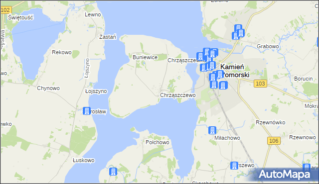 mapa Chrząszczewo, Chrząszczewo na mapie Targeo