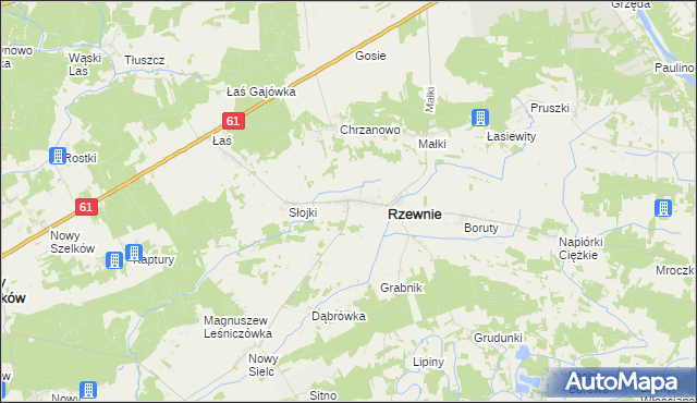 mapa Chrzczony gmina Rzewnie, Chrzczony gmina Rzewnie na mapie Targeo