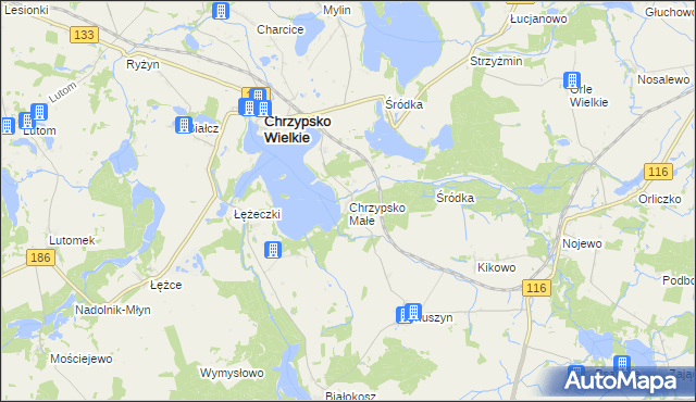 mapa Chrzypsko Małe, Chrzypsko Małe na mapie Targeo