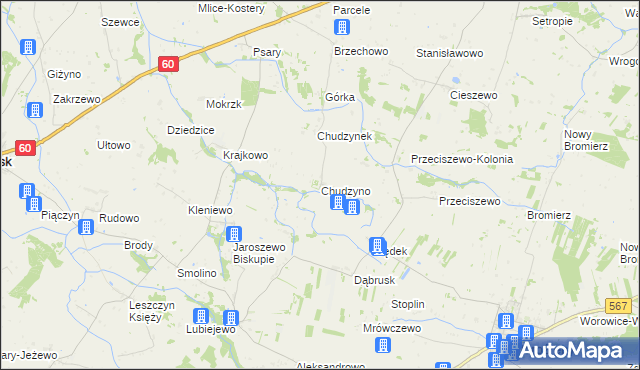 mapa Chudzyno, Chudzyno na mapie Targeo