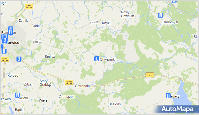 mapa Chwalimki, Chwalimki na mapie Targeo