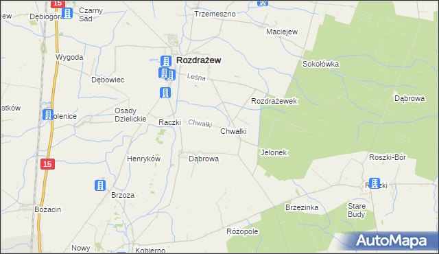 mapa Chwałki gmina Rozdrażew, Chwałki gmina Rozdrażew na mapie Targeo